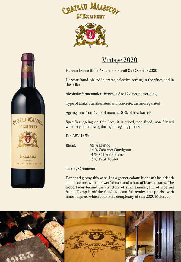 Chateau Malescot 2020 technical data sheet